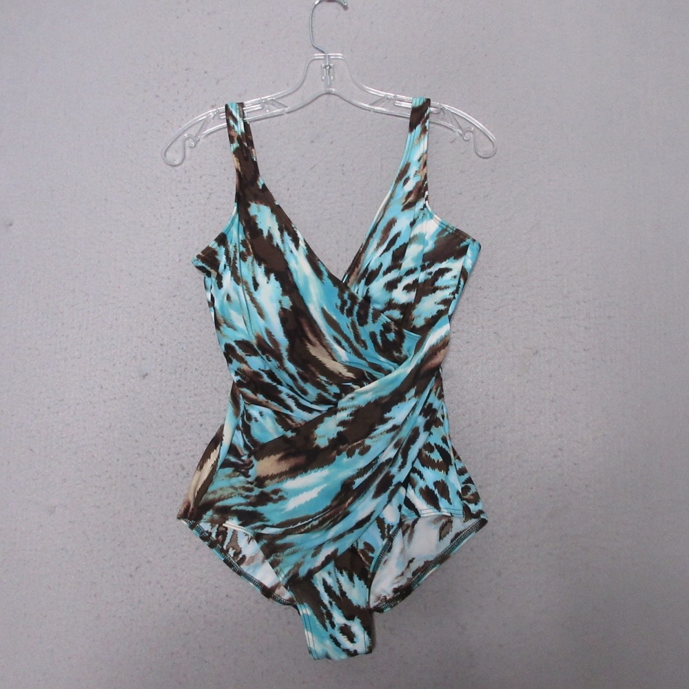 Miraclesuit One Piece Swimsuit 12 Animal Print Surplice Tummy Control Beach Pool